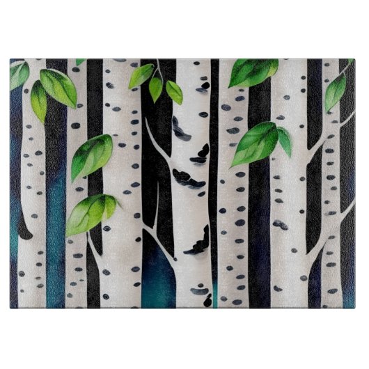 Aquarellbäume Schneidebrett (Vorderseite)