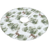 Aquarellbäume und Grüne Hirsche Polyester Weihnachtsbaumdecke (Schrägansicht)
