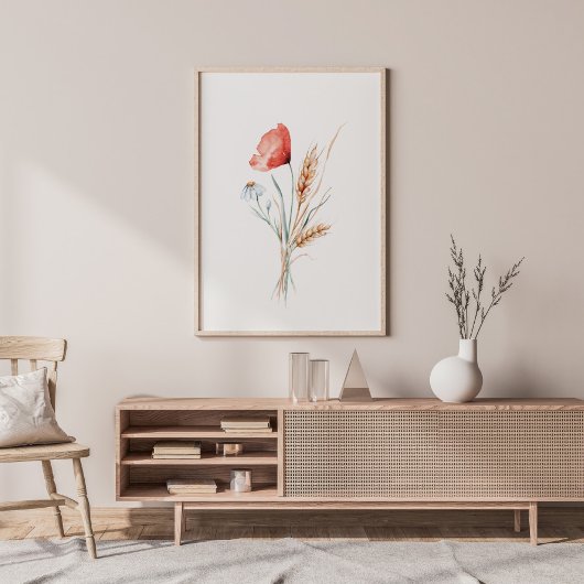 Aquarellbäume und wild lebende Blume Poster