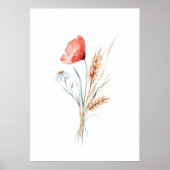 Aquarellbäume und wild lebende Blume Poster (Vorne)