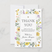 Aquarellbäume und Wildblume-Kinderdusche Dankeskarte (Vorderseite)