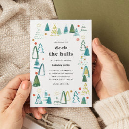 Aquarellbäume Weihnachtsfeierliche Party Einladung