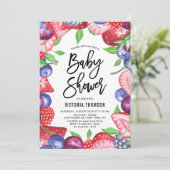 Aquarellbeeren Rahmen Summer Baby Dusche Einladung (Stehend Vorderseite)
