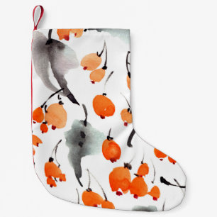 Aquarellbeeren und Blätter - Darstellung Kleiner Weihnachtsstrumpf