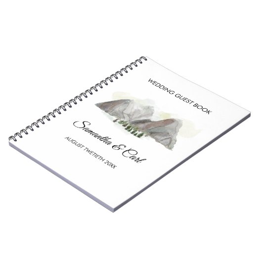 Aquarellberge, die Guestbook wedding sind Notizblock (Linke Seite)