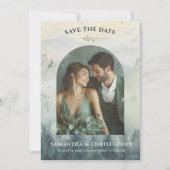Aquarellberge & Kiefern Hochzeit Save The Date (Vorderseite)