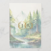 Aquarellberge & Monogramm Menükarte (Rückseite)