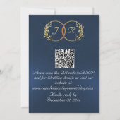 Aquarellberge, QR-Code & Monogramm - Blau Einladung (Rückseite)