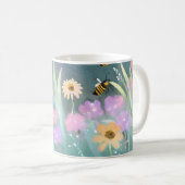 Aquarellbienen über Blume Garten Kaffeetasse (VorderseiteRechts)