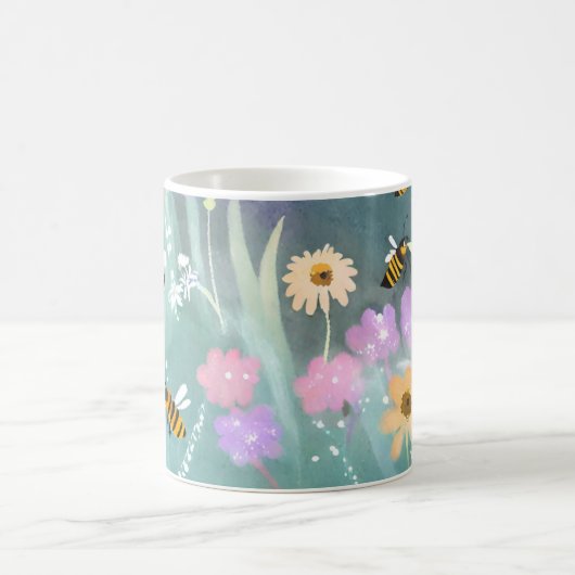 Aquarellbienen über Blume Garten Kaffeetasse (Mittel)