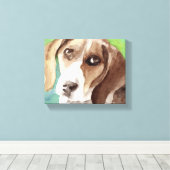 Aquarellbild Beagle Portrait Leinwanddruck (Insitu (Holzboden))