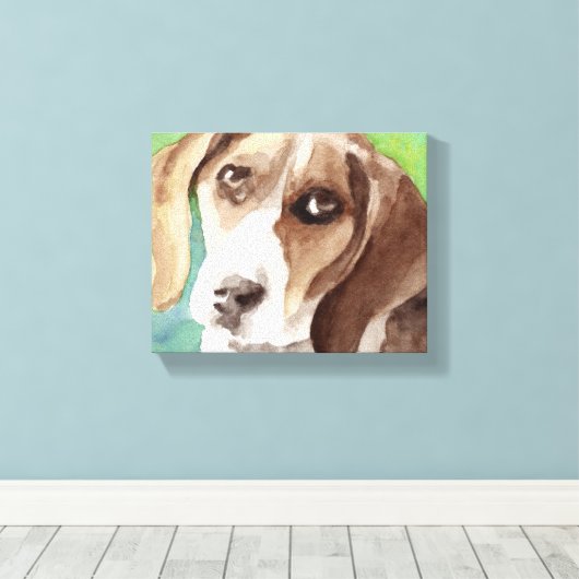 Aquarellbild Beagle Portrait Leinwanddruck (Insitu (Holzboden))