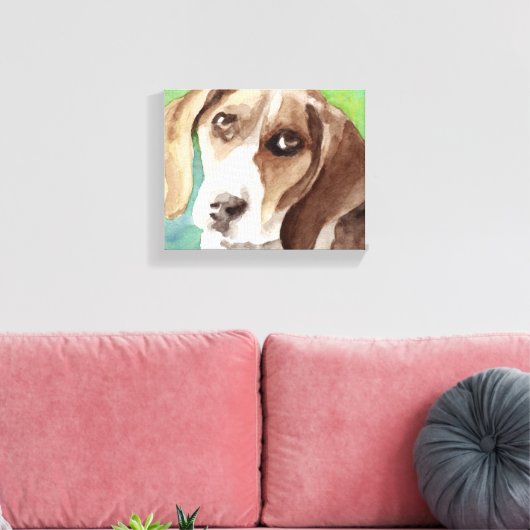Aquarellbild Beagle Portrait Leinwanddruck (Insitu (Wohnzimmer))