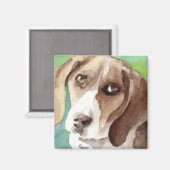 Aquarellbild Beagle Portrait Magnet (Vorderseite/Rückseite)