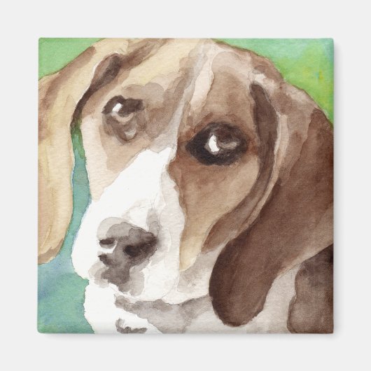 Aquarellbild Beagle Portrait Magnet (Vorne)