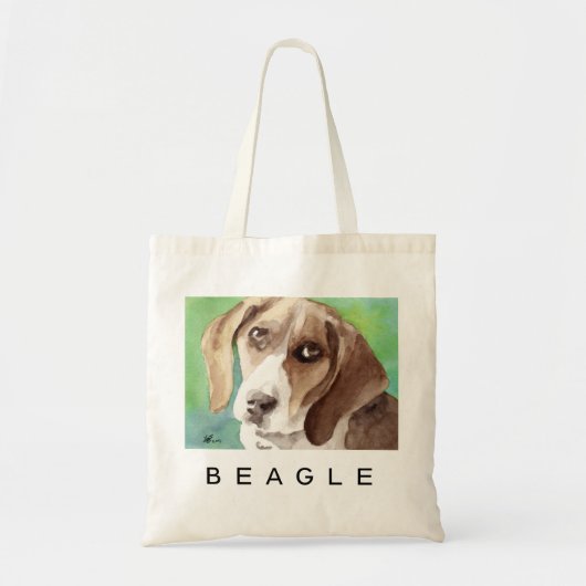 Aquarellbild Beagle Portrait Tragetasche (Vorne)