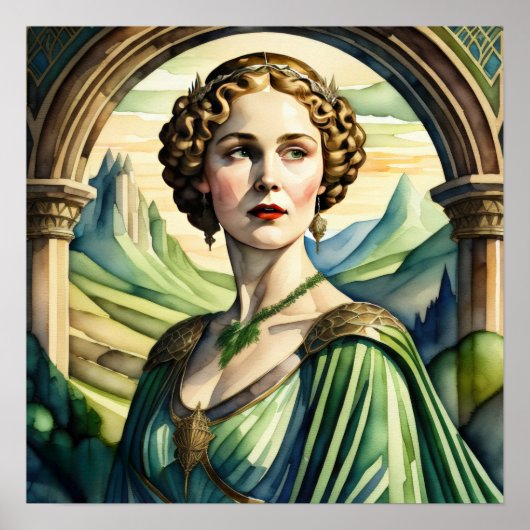 Aquarellbild der griechischen oder römischen Frau Poster (Vorne)