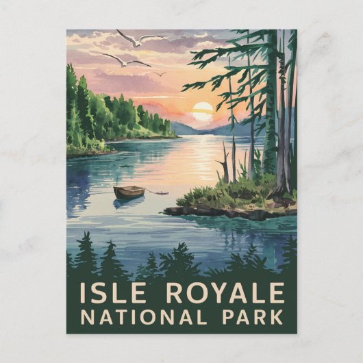 Aquarellbild der Isle Royale Feiertagspostkarte (Vorderseite)