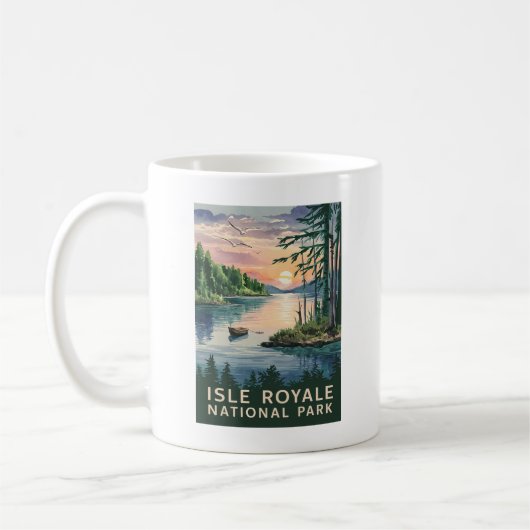 Aquarellbild der Isle Royale Kaffeetasse (Links)