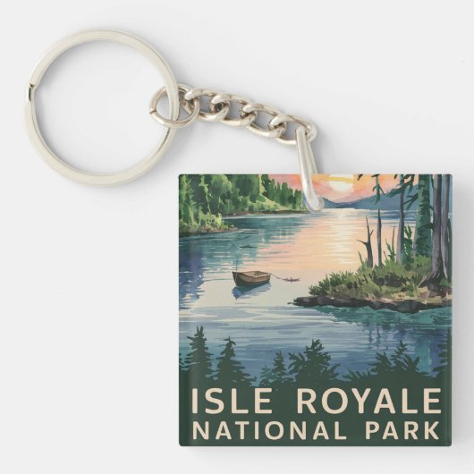 Aquarellbild der Isle Royale Schlüsselanhänger (Vorderseite)