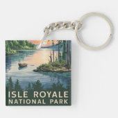 Aquarellbild der Isle Royale Schlüsselanhänger (Rückseite)