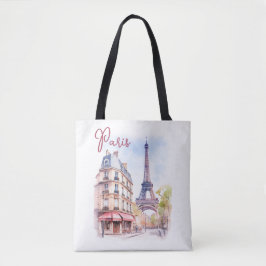 Aquarellbild des Pariser Eiffelturms Tasche