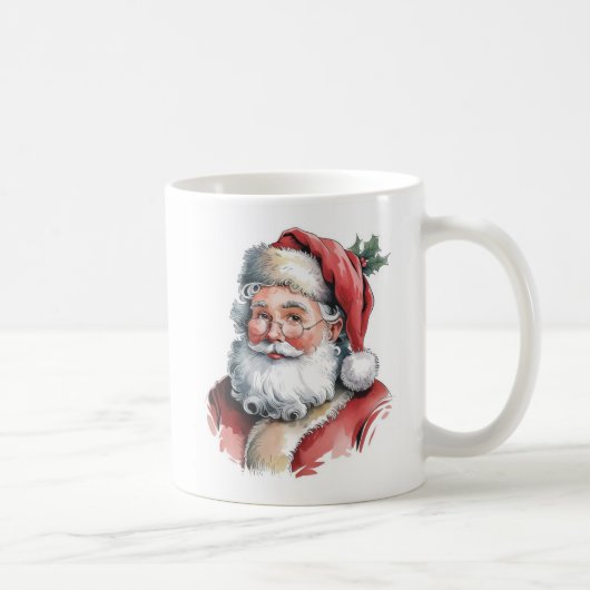 Aquarellbild des Weihnachtsmanns Kaffeetasse (Rechts)
