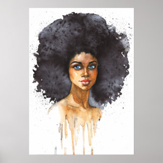 Aquarellbild einer afrikanischen Frau Poster