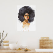 Aquarellbild einer afrikanischen Frau Poster (Küche)