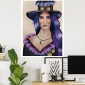 Aquarellbild einer Steampunk-inspiriert Frau Poster (Heimbüro)