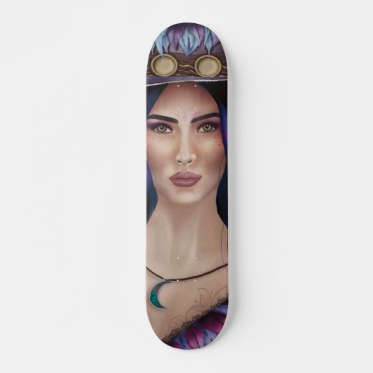 Aquarellbild einer Steampunk-inspiriert Frau Skateboard (Vorne)