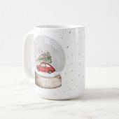 Aquarellbild einer Weihnachtsschneekugel Kaffeetasse (Vorderseite Links)