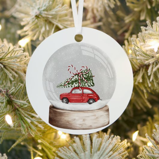 Aquarellbild einer Weihnachtsschneekugel Ornament Aus Metall (InSitu)