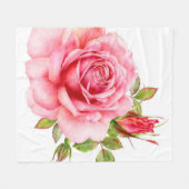 Aquarellbild einer zarten rosa Rosa wi Fleecedecke (Vorderseite (Horizontal))