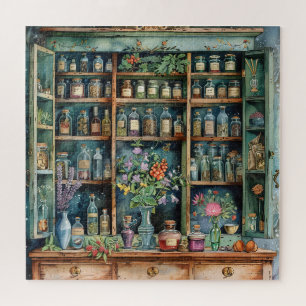 Aquarellbild eines antiken Apothekerschranks Puzzle