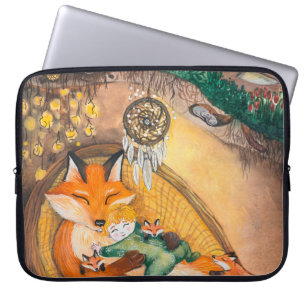 Aquarellbild eines Burrow Papa Fuchs auf einem c Laptopschutzhülle