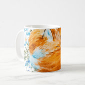 Aquarellbild eines schlafenden Fuchses, Rotfuchs Kaffeetasse (Vorderseite Links)