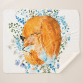 Aquarellbild eines schlafenden Fuchses, Rotfuchs Sherpadecke (Vorderseite (Horizontal))