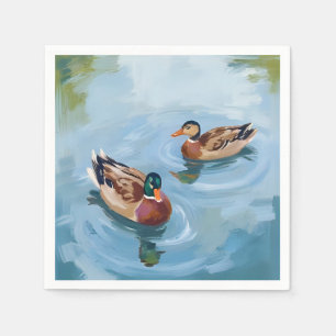 Aquarellbild Ententeich Serviette