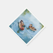 Aquarellbild Ententeich Serviette (Ecke)