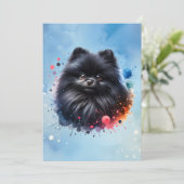 Aquarellbild für den Schwarzen Spitz Einladung (Stehend Vorderseite)