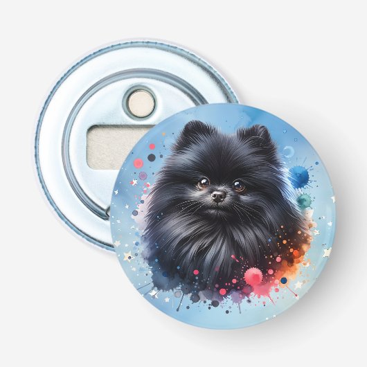 Aquarellbild für den Schwarzen Spitz Flaschenöffner (Vorderseite)