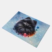 Aquarellbild für den Schwarzen Spitz Fußmatte (Schrägansicht)