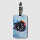 Aquarellbild für den Schwarzen Spitz Gepäckanhänger (Vorderseite Vertikal)