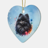 Aquarellbild für den Schwarzen Spitz Keramik Ornament (Links)