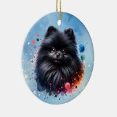 Aquarellbild für den Schwarzen Spitz Keramik Ornament (Rechts)