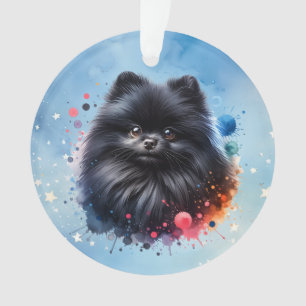 Aquarellbild für den Schwarzen Spitz Ornament