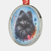 Aquarellbild für den Schwarzen Spitz Ornament Aus Metall (Links)