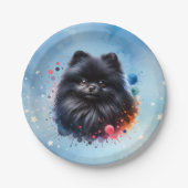 Aquarellbild für den Schwarzen Spitz Pappteller (Vorderseite)