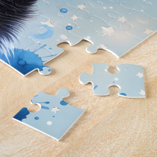 Aquarellbild für den Schwarzen Spitz Puzzle (Seite)